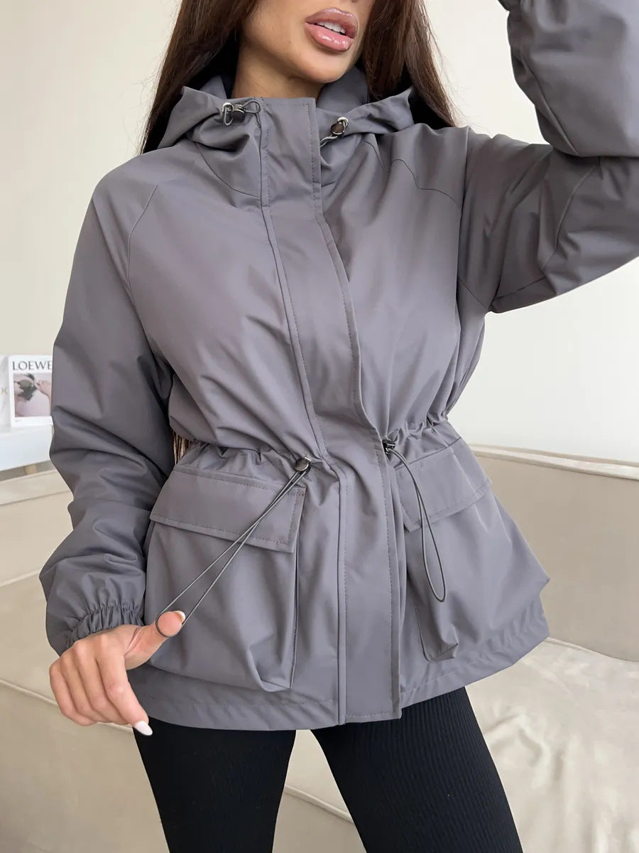 Parka imperméable pour femmes avec capuche, taille cintrée à cordon et poches XXL Echo Archiv