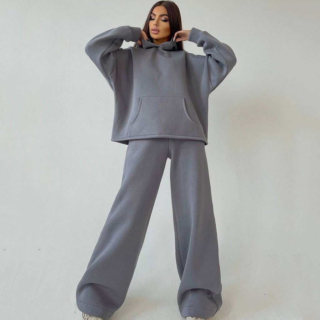 Ensemble de lounge deux pièces pour femmes avec pantalon palazzo taille haute sculptant et hoodie surdimensionné Echo Archive