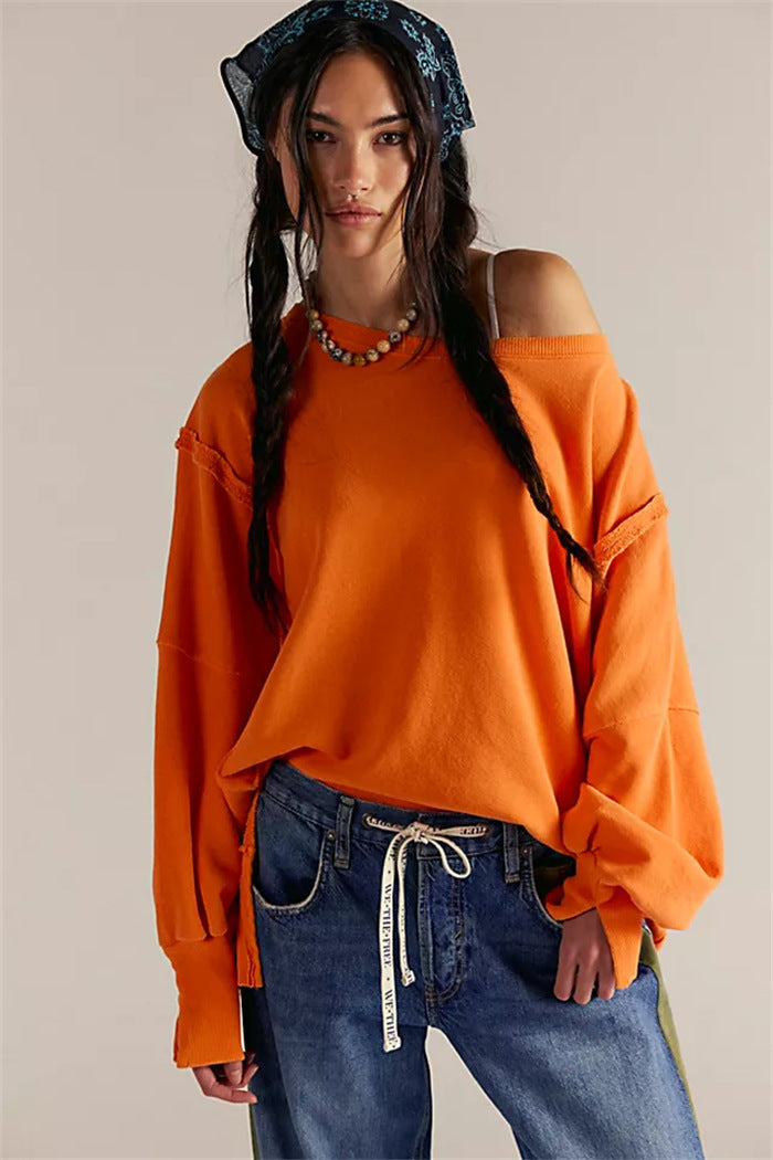 Sweatshirt oversized pour femmes avec manches ballon, coutures ouvertes et fentes latérales Echo Archiv