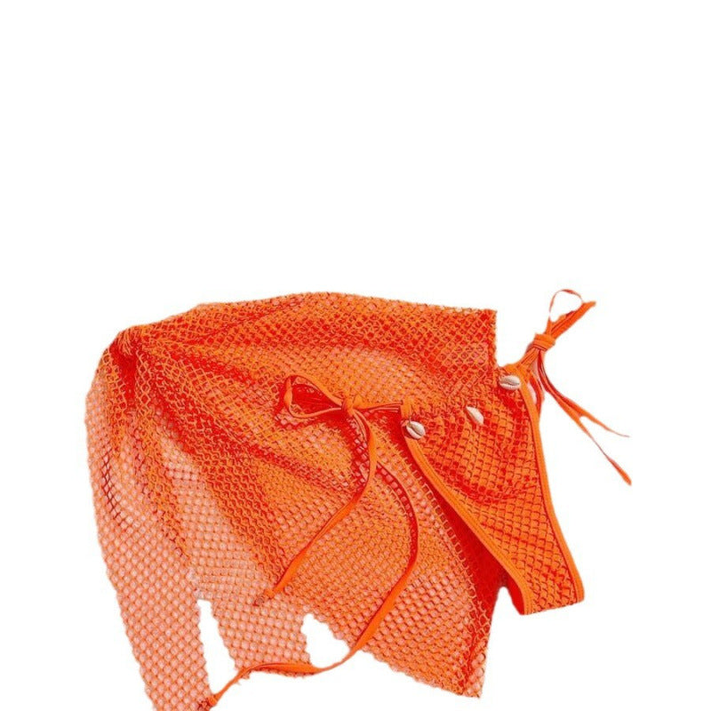 Ensemble de bikini en filet pour femmes avec nœuds à la mode et détails en coquillage R&B