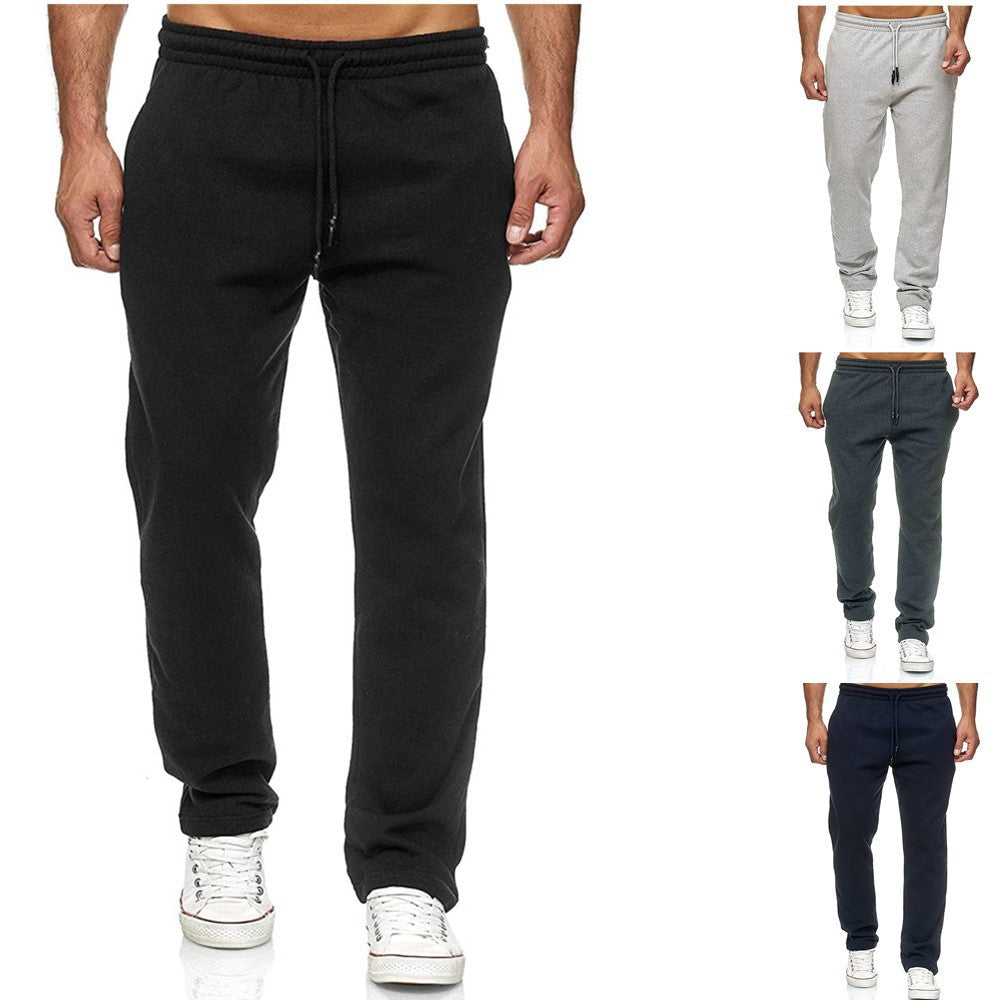 Pantalon de jogging pour hommes, coupe droite, en molleton gratté à l'intérieur, avec ceinture de confort haute et cordon de serrage Echo Archiv
