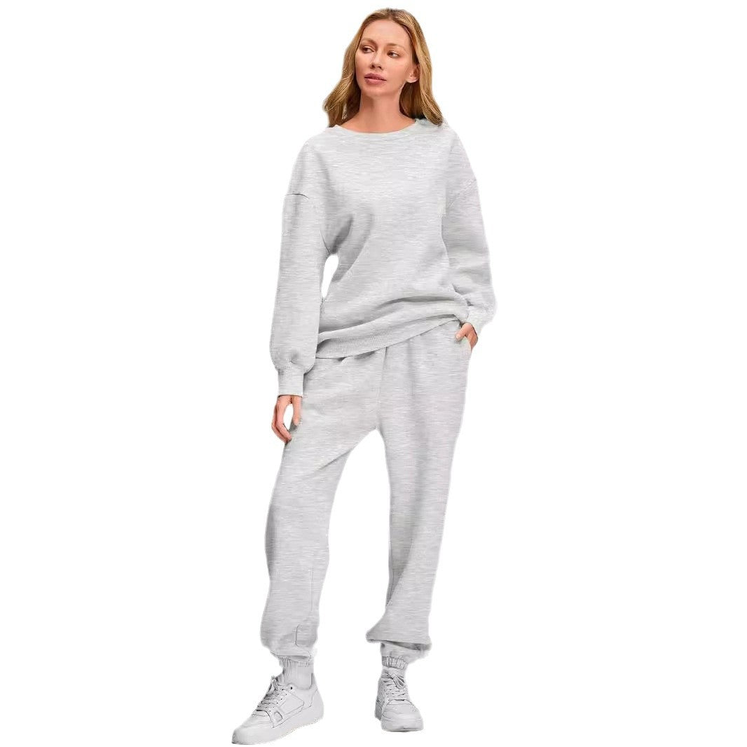 Ensemble de loungewear Relaxed pour femmes avec sweat-shirt oversize à col rond et pantalon de jogging taille haute ajusté en French Terry Echo Archiv