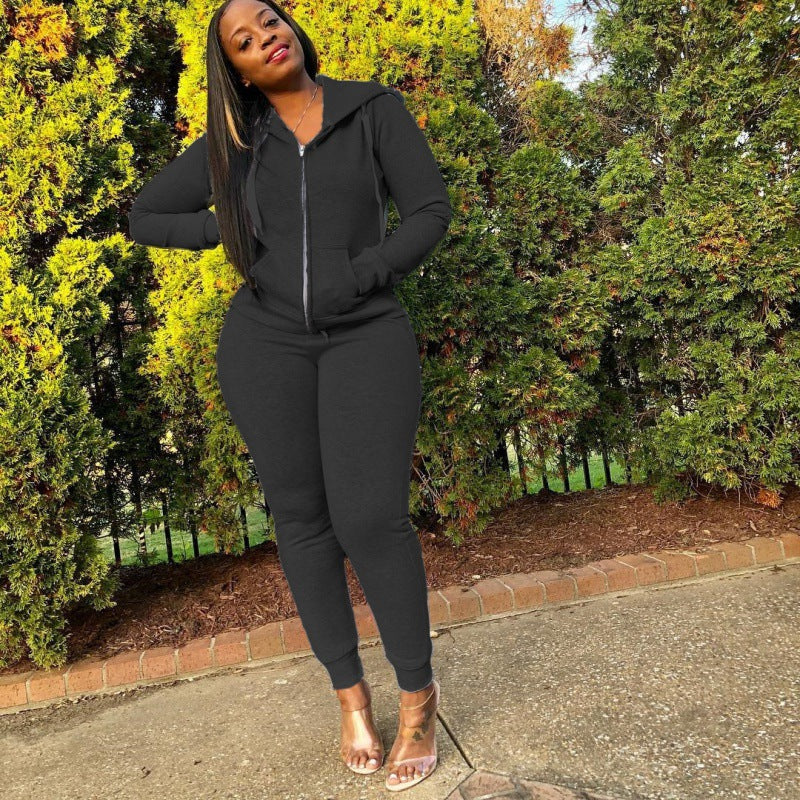 Ensemble de robe sweat à capuche cintrée pour femmes avec fermeture éclair et jogging slim Echo Archive