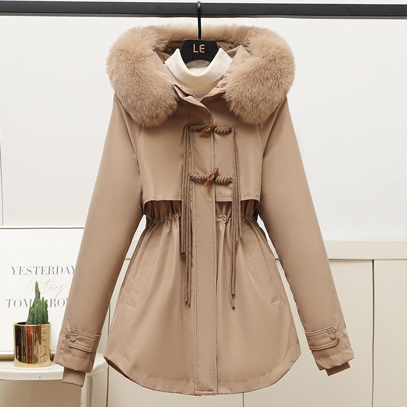 Parka fonctionnelle courte pour femmes avec cordon de serrage sculptant, col en fourrure amovible et fermeture éclair cachée Echo Archiv