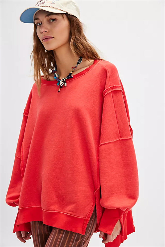 Sweatshirt oversized pour femmes avec manches ballon, coutures ouvertes et fentes latérales Echo Archiv