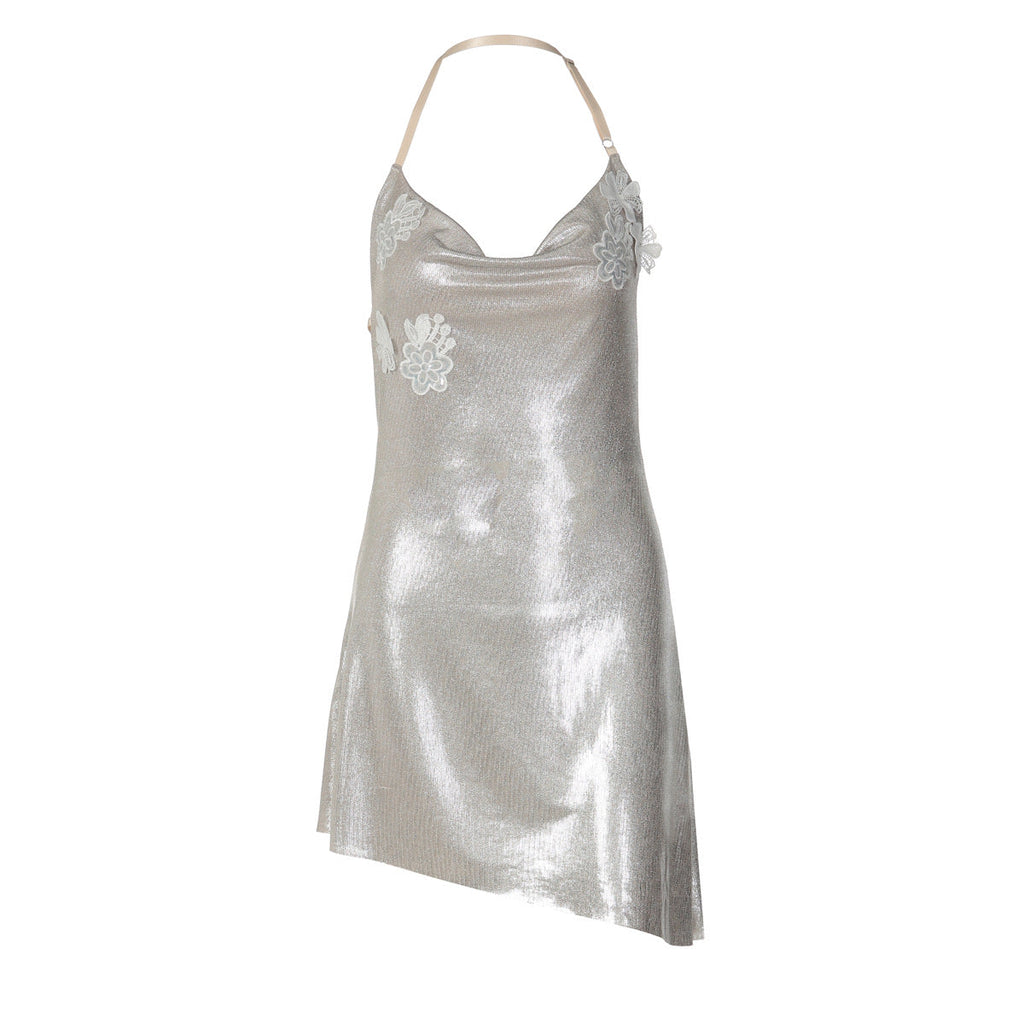Robe de cocktail brillante pour femmes avec bretelles spaghetti et délicates applications en dentelle Heidi-Mode