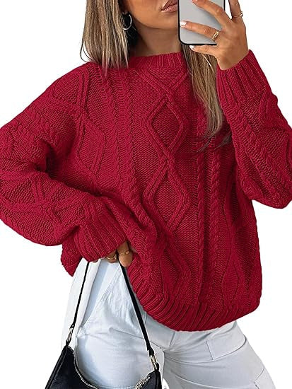 Pull oversize à motif torsadé pour femmes en tricot épais Echo Archiv