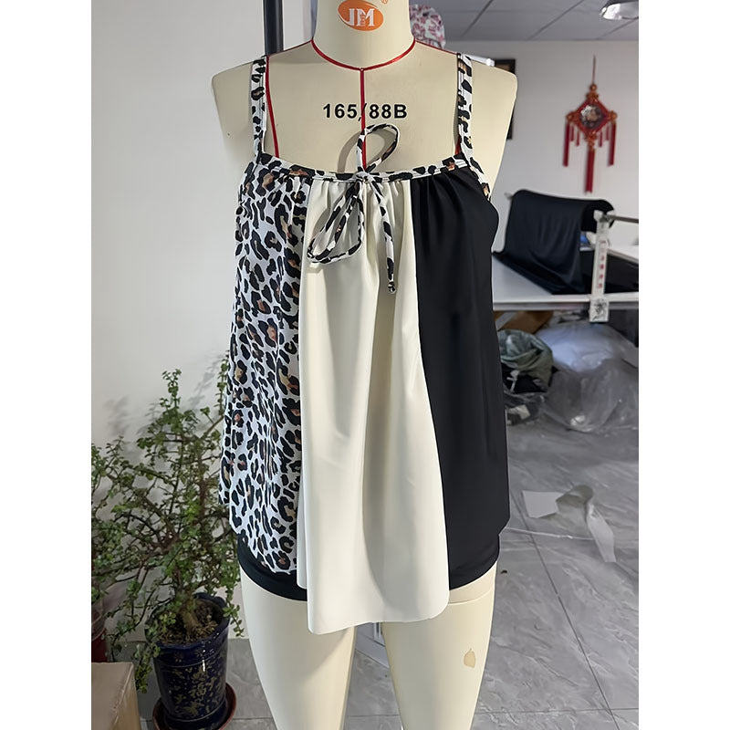 Tankini pour femmes avec design léopard à la mode et éléments élégants R&B