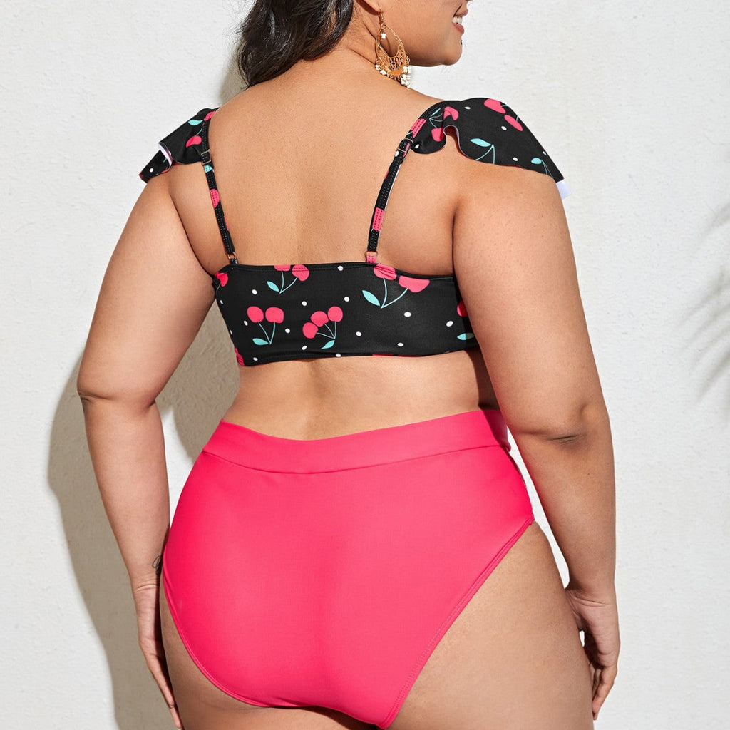 Ensemble de Tankini pour Femmes avec Détails Volumineux en Volants et Coupe de Haute Qualité R&B