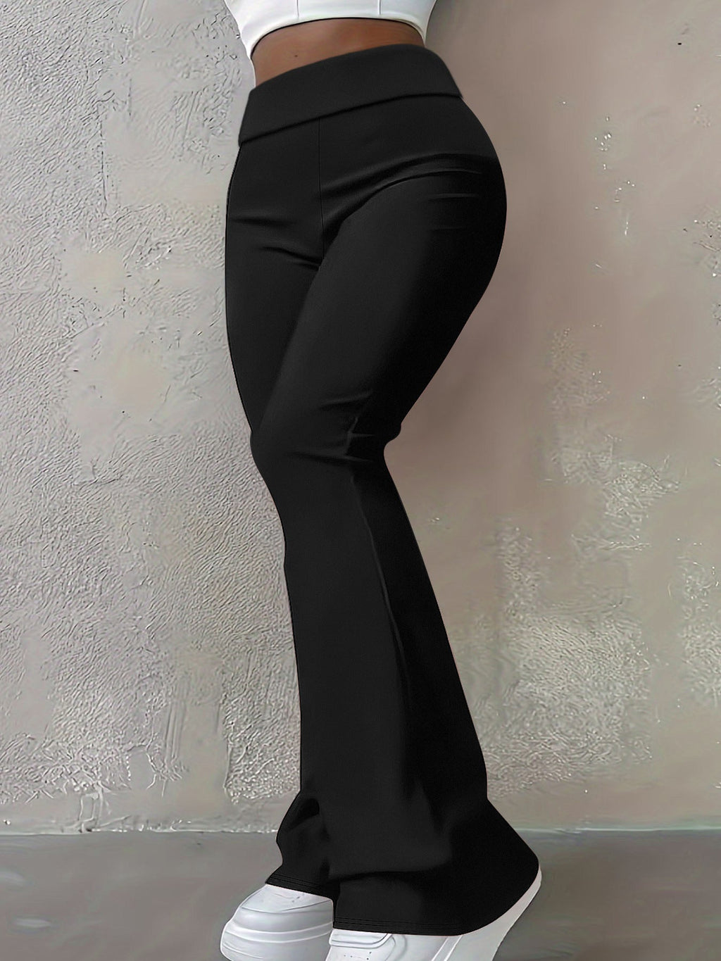Pantalons flared taille haute pour femmes avec ceinture retournée et qualité stretch sculptante Echoarchiv