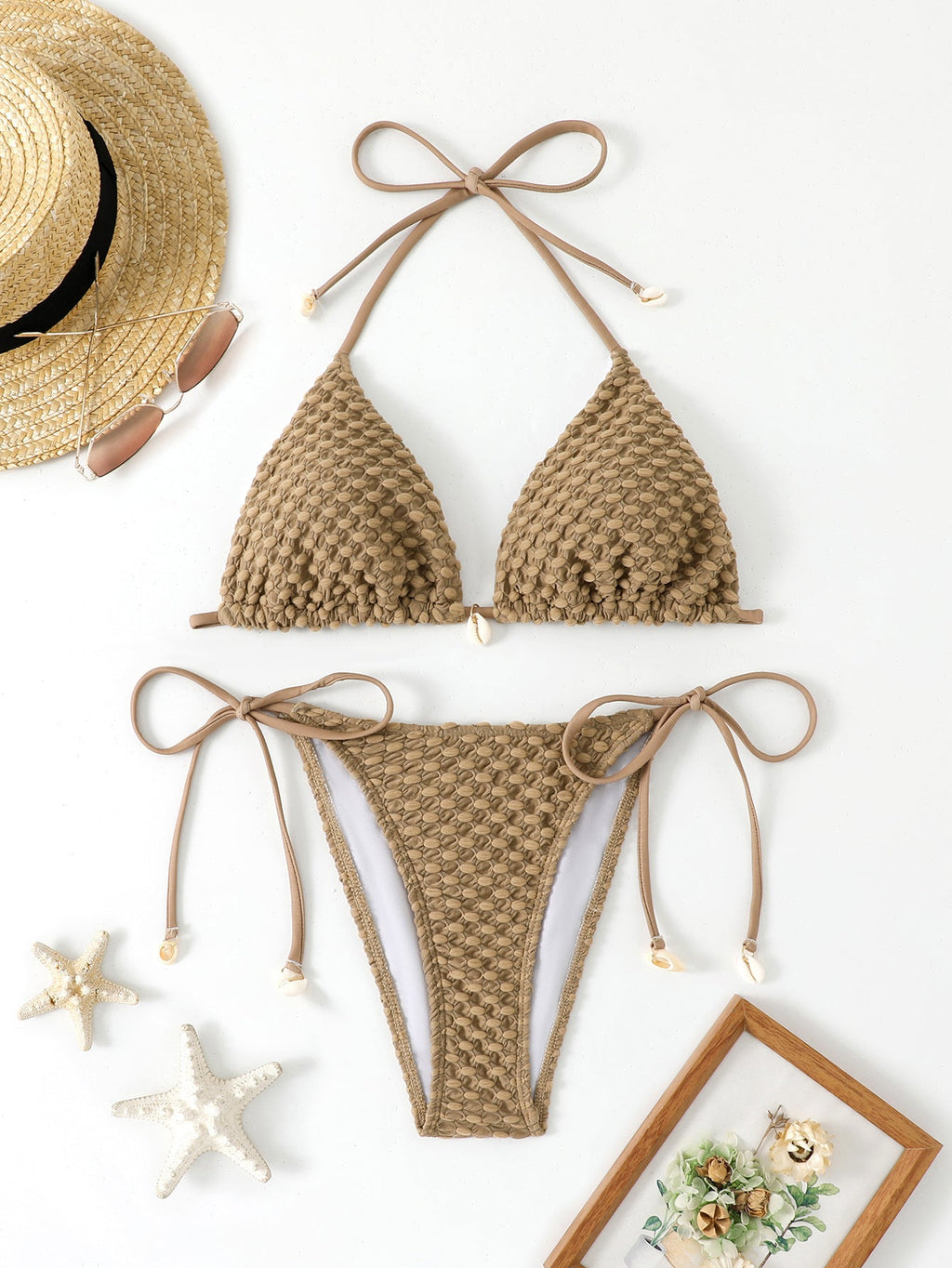Bikini triangle pour femmes en crochet structuré R&B