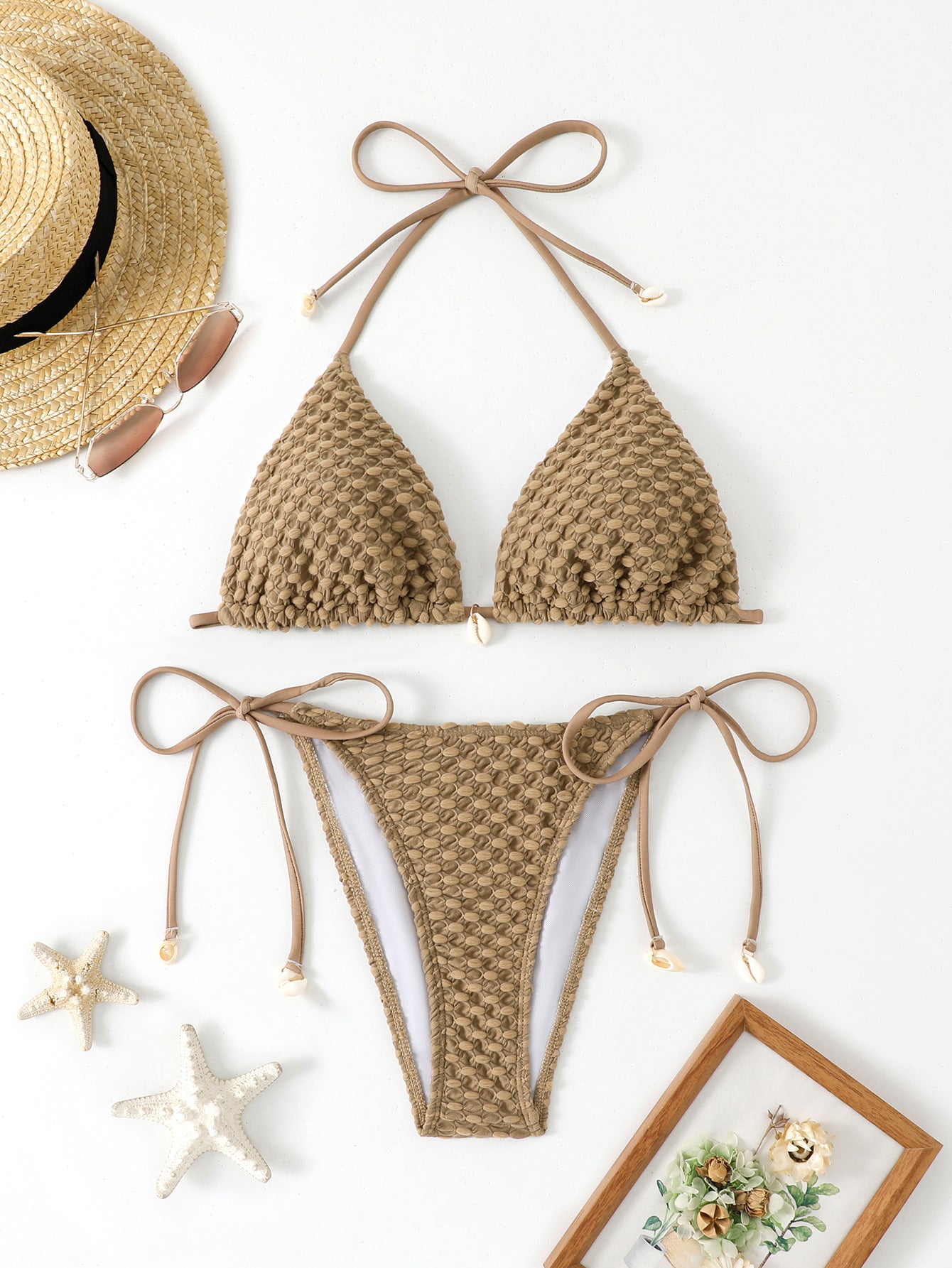 Bikini triangle pour femmes en crochet structuré R&B