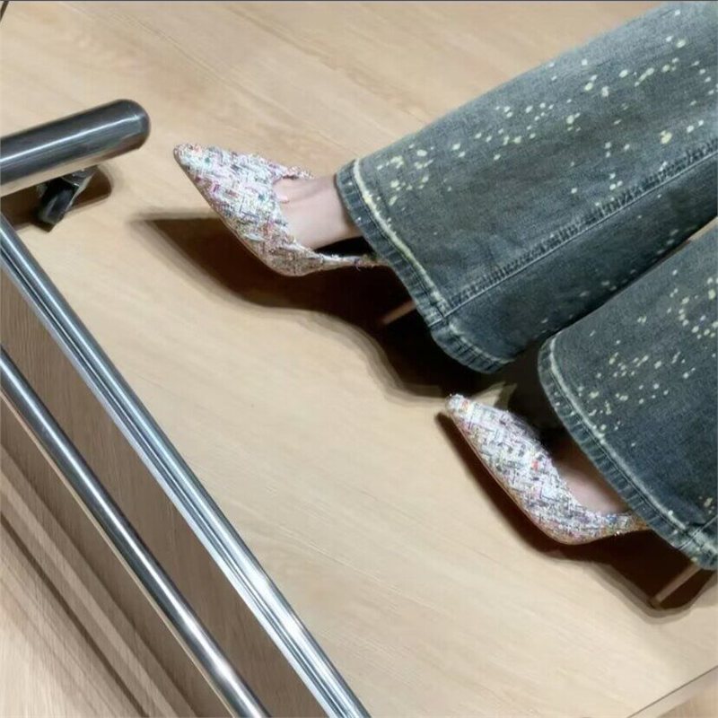 Pumps à talons hauts pointus élégants pour femmes avec design tressé R&B