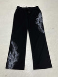Pantalon de lounge large pour femmes avec cordon de serrage, taille confortable et imprimé de plume de paon Echo Archiv