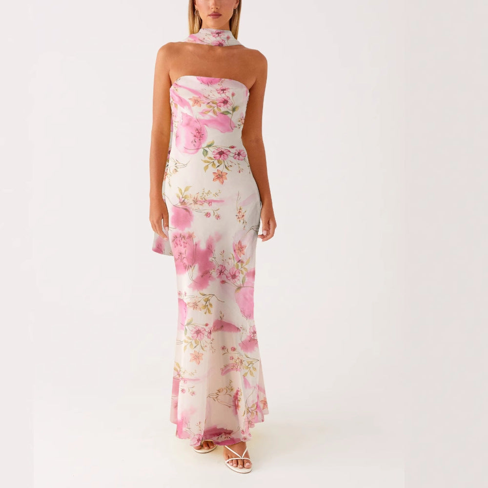 Robe de soirée élégante à manches longues pour femmes avec design floral Heidi-Mode