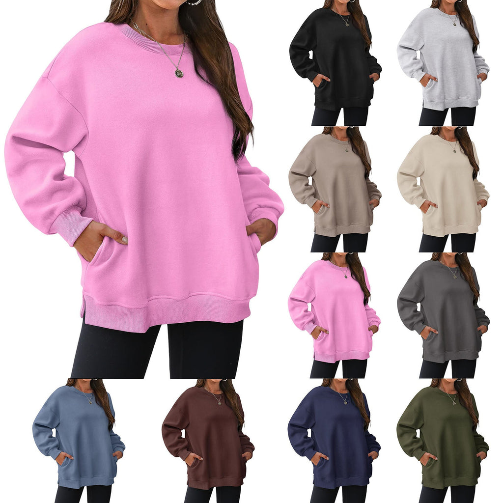 Pull-over long et oversize pour femmes avec poches latérales, bords côtelés et épaules tombantes Echo Archiv