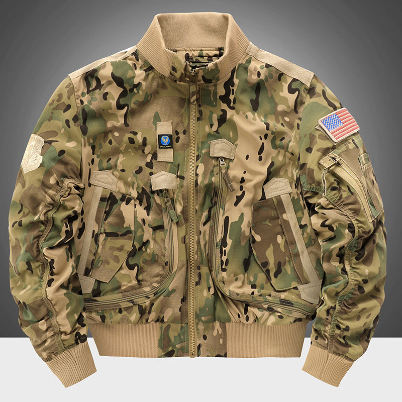 Veste bomber pilote pour hommes avec poche sur le bras, plusieurs poches zippées et bord-côte Echo Archiv