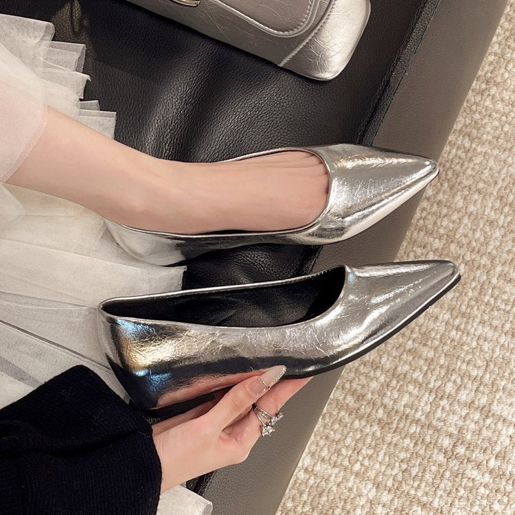 Ballerines pointues pour femmes à la mode en cuir de haute qualité R&B