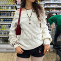 Pull en tricot épais sans épaules pour femmes avec motif en torsade, manches larges et bord-côte élastique Echo Archiv