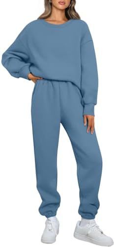 Ensemble de loungewear Relaxed pour femmes avec sweat-shirt oversize à col rond et pantalon de jogging taille haute ajusté en French Terry Echo Archiv