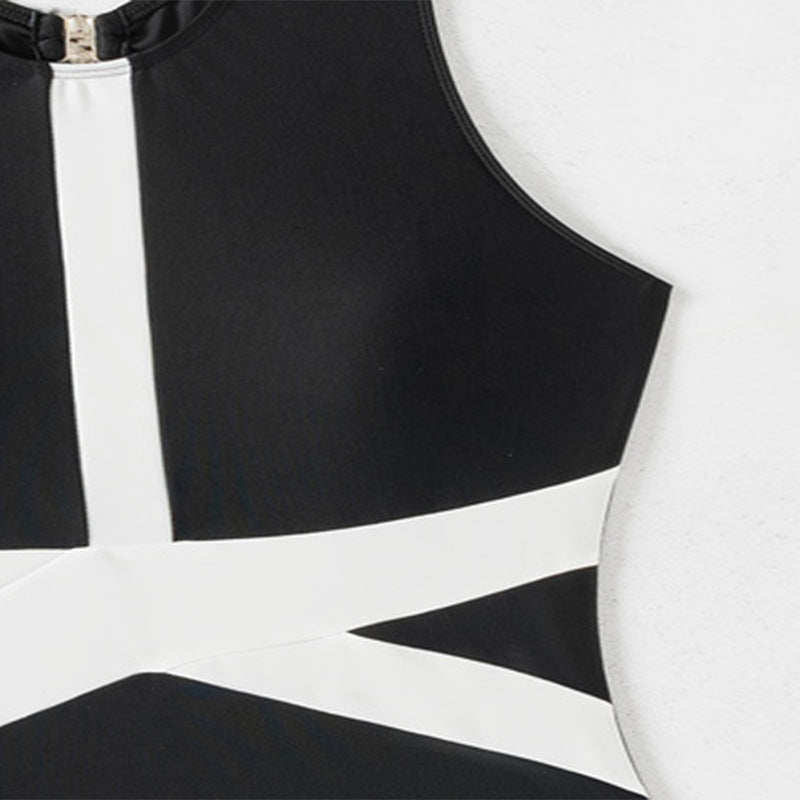 Maillot de bain une pièce sportif pour femmes avec un design color block stylé R&B