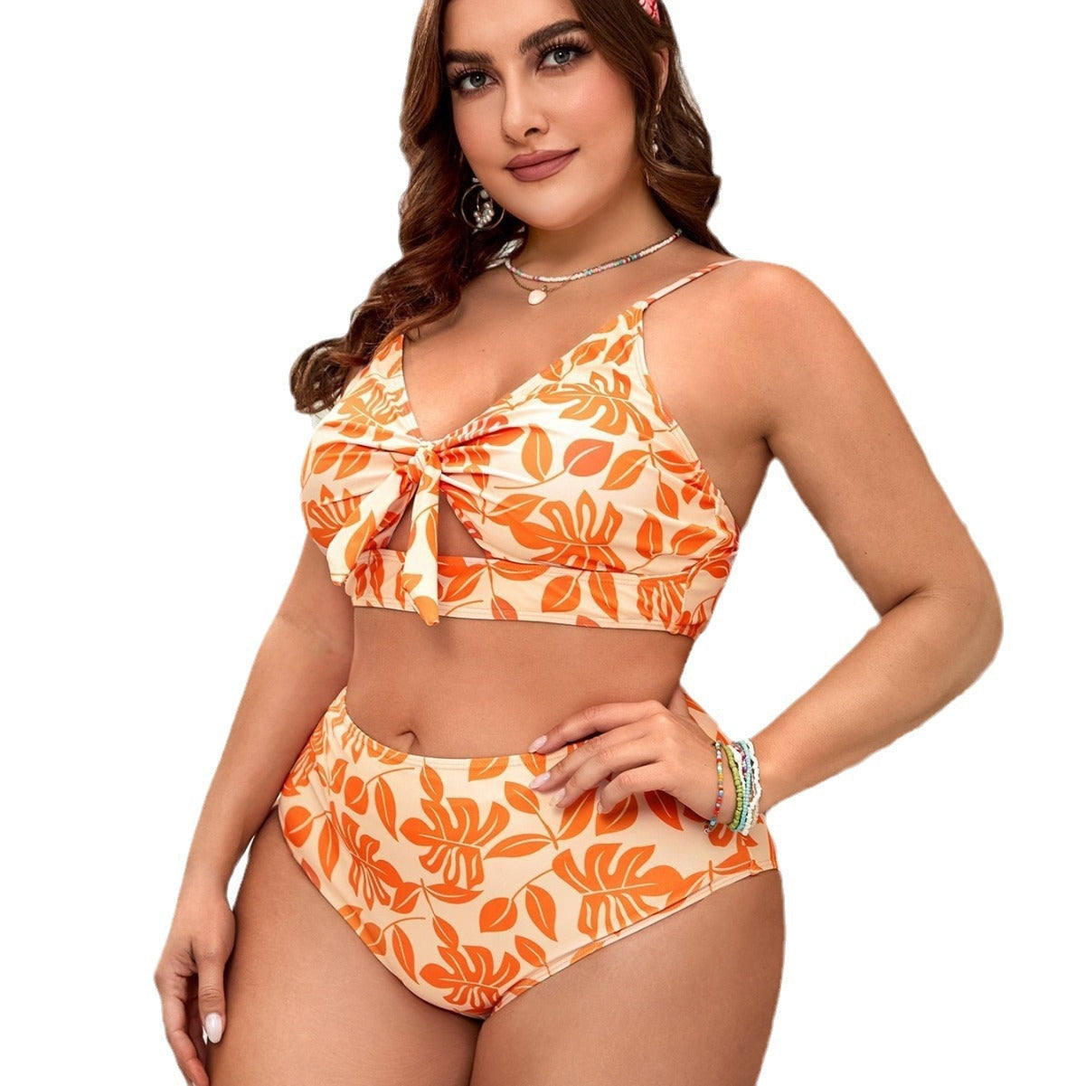 Ensemble de bikini taille haute pour femmes avec design floral à nouer R&B