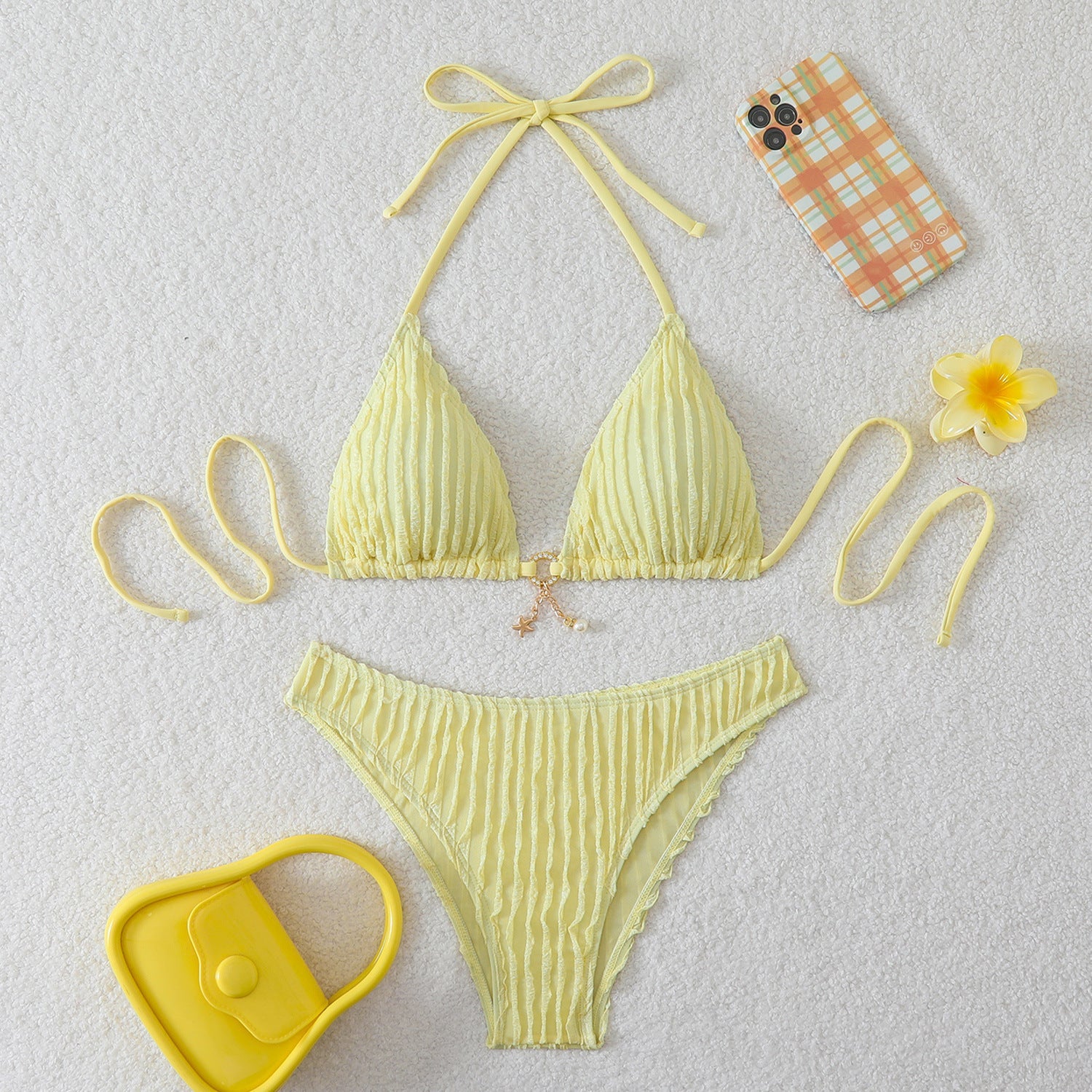 Ensemble de bikini pour femmes à taille haute avec un design de volants raffiné R&B