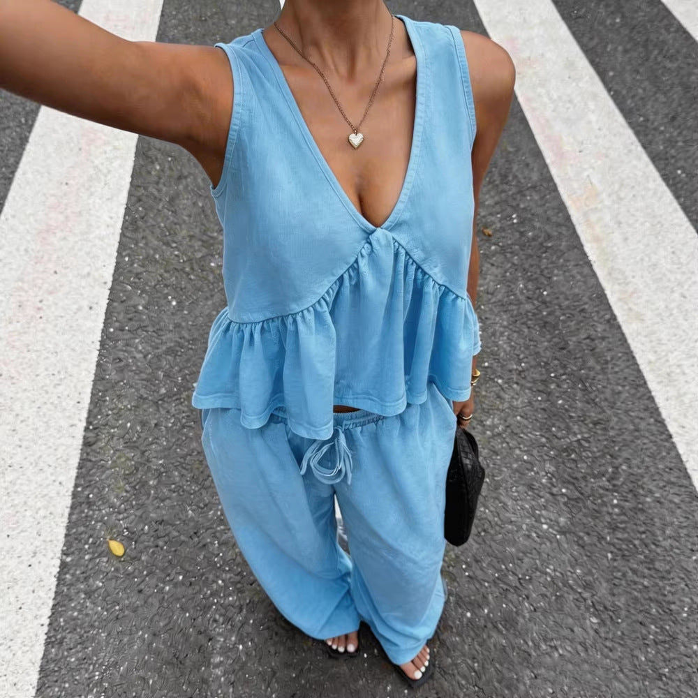 Haut décontracté pour femmes avec coupe ample et pantalon léger R&B