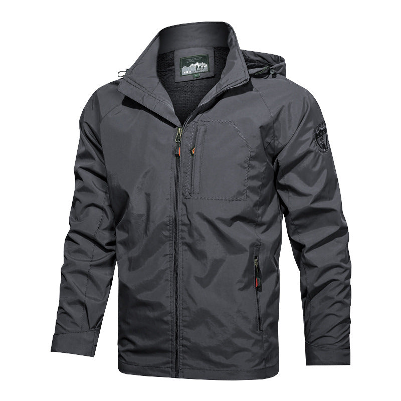Veste de transition légère pour hommes, déperlant, avec capuche et poches zippées fonctionnelles Echo Archiv