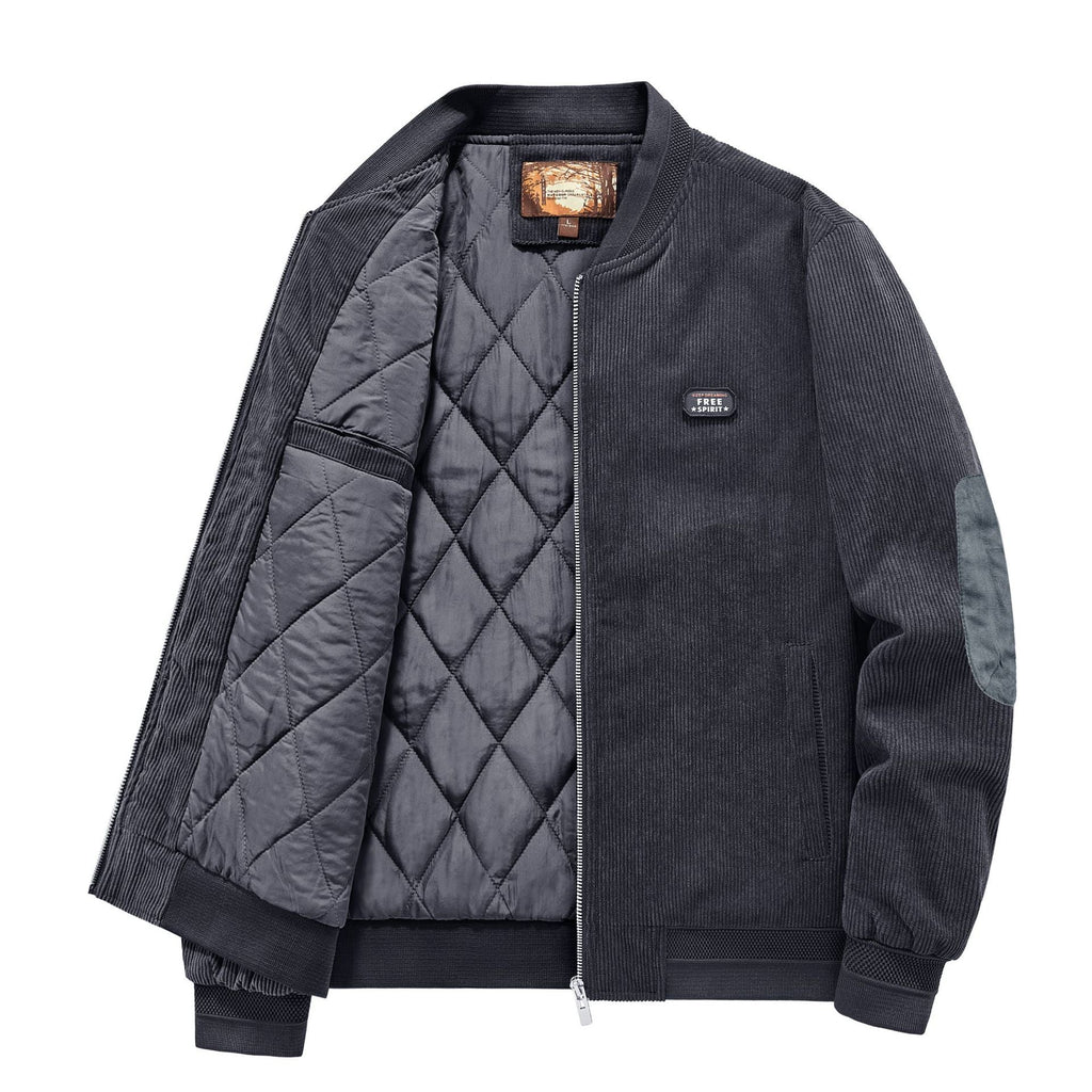 Veste bomber en velours côtelé matelassée pour hommes avec doublure matelassée et bords côtelés Echo Archiv