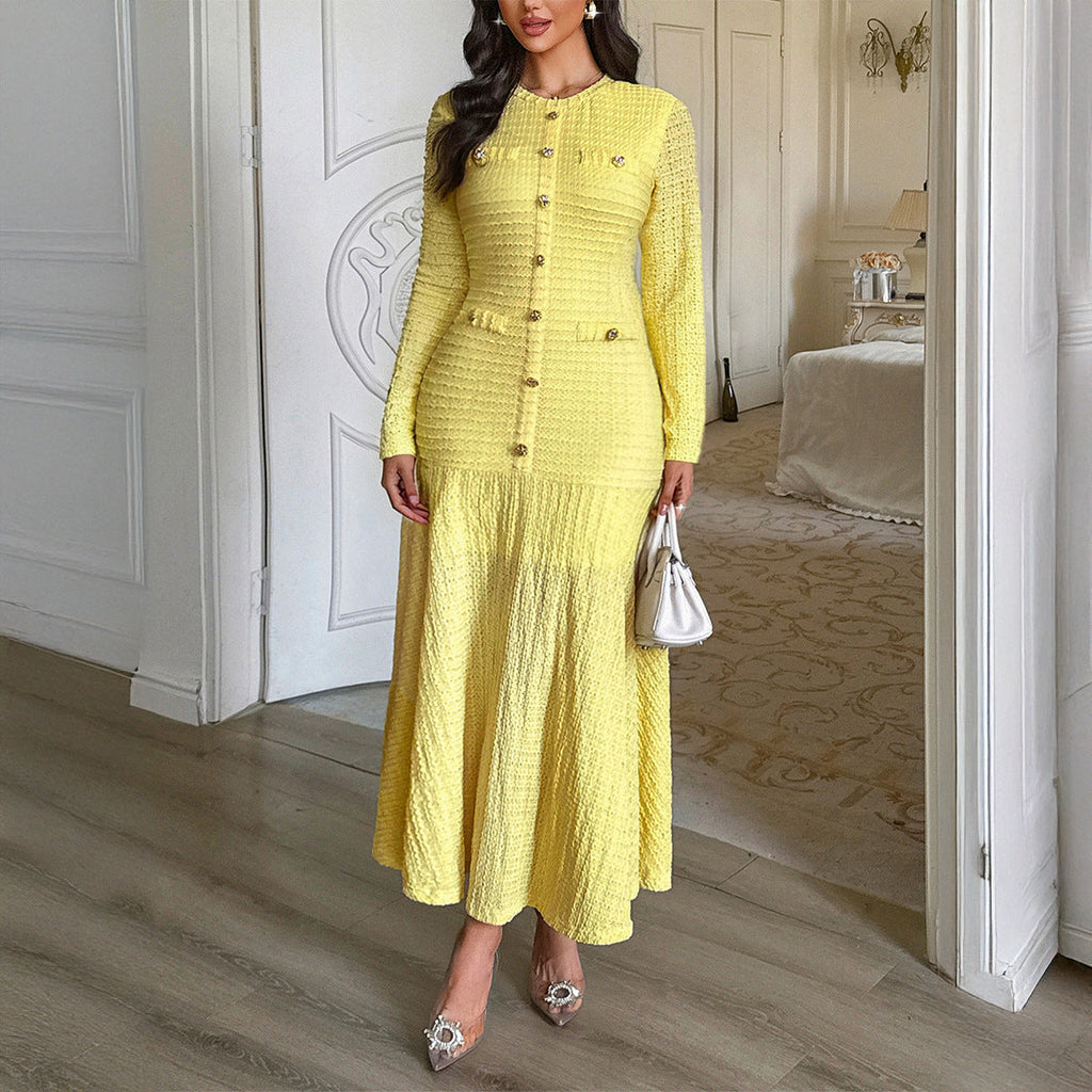 Robe maxi en tricot cintrée pour femmes avec boutonnière et boutons décoratifs Echo Archiv