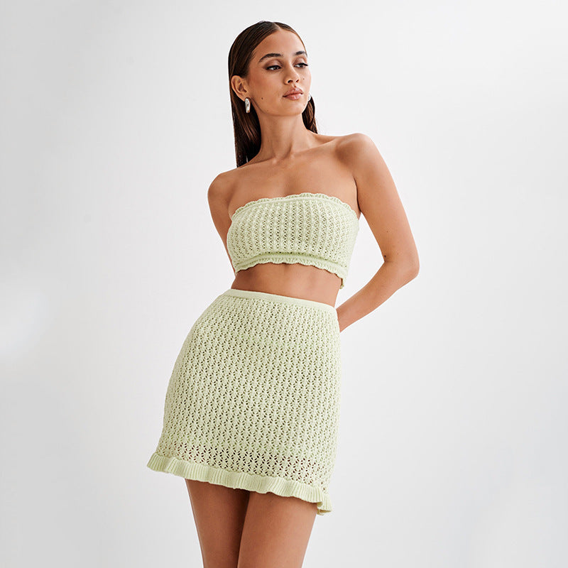Robe en crochet élégante pour femmes avec décolleté profond R&B