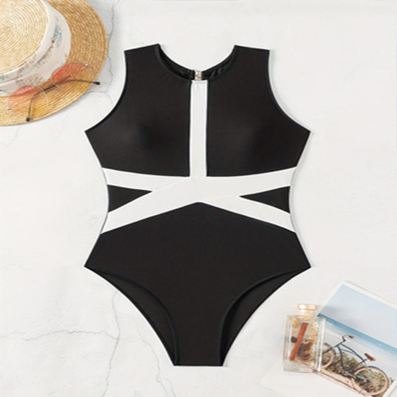 Maillot de bain une pièce sportif pour femmes avec un design color block stylé R&B