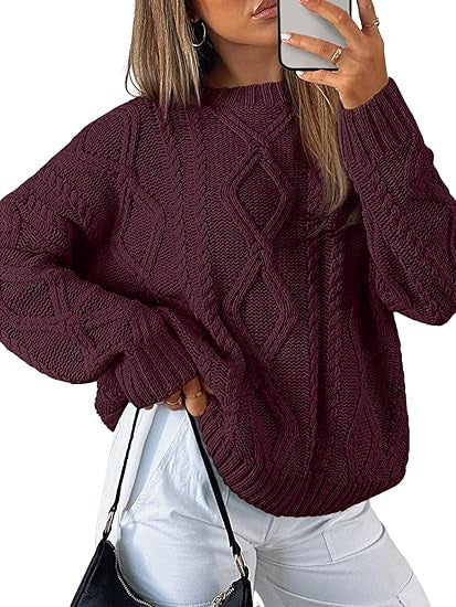 Pull oversize à motif torsadé pour femmes en tricot épais Echo Archiv
