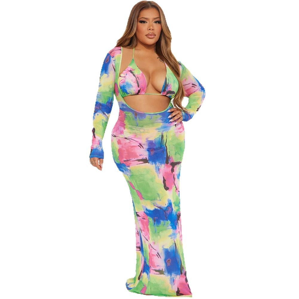 Robe Maxi Élégante pour Femmes avec Imprimé Animal Moderne Echo Archiv