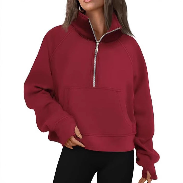 Sweatshirt oversized pour femmes avec demi-zip, poche kangourou et trous pour les pouces Echo Archiv