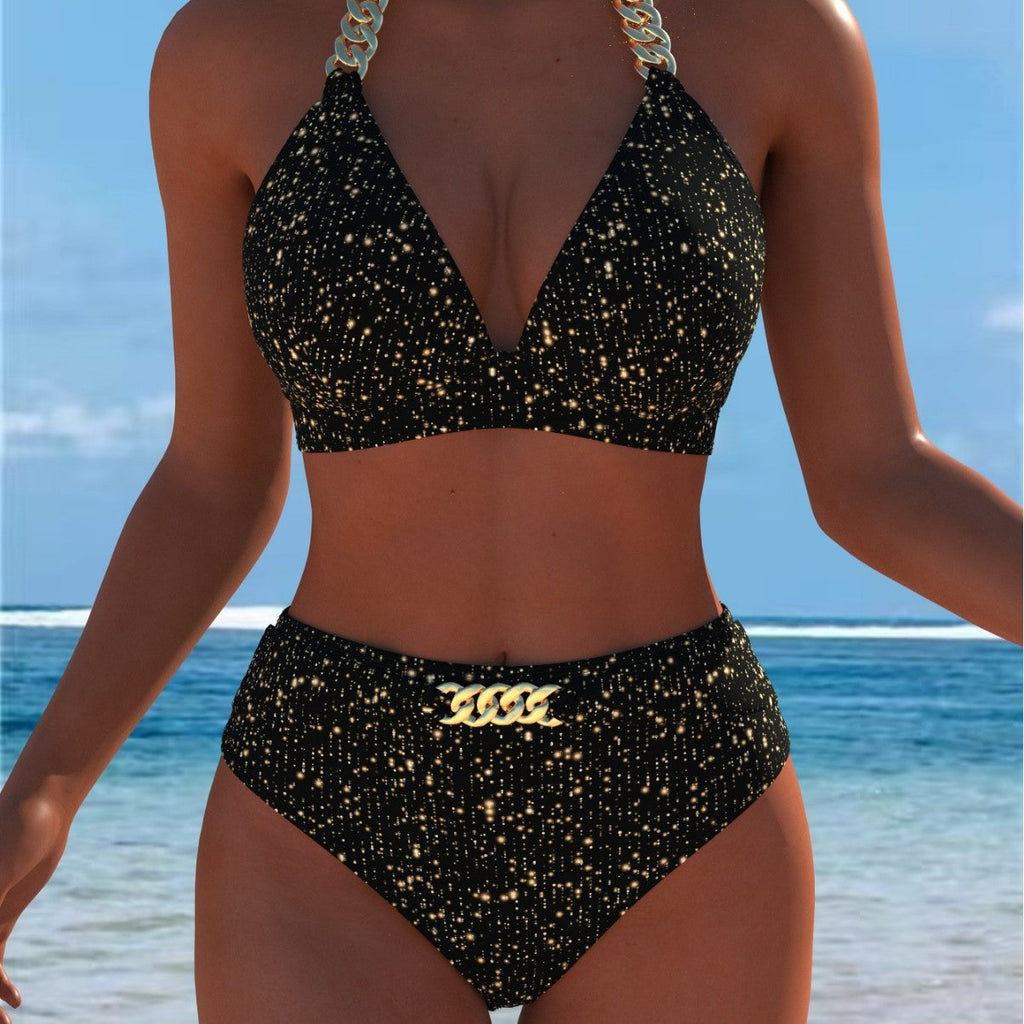 Bikini pour femmes avec motif marbré luxueux et détails raffinés R&B