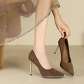 Pompes à talons hauts élégantes pour femmes avec accents dorés R&B