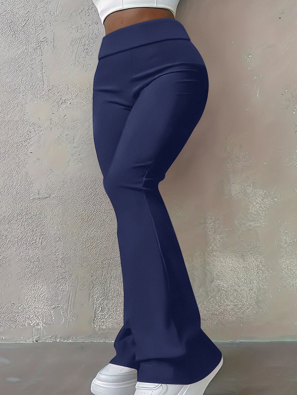 Pantalons flared taille haute pour femmes avec ceinture retournée et qualité stretch sculptante Echoarchiv