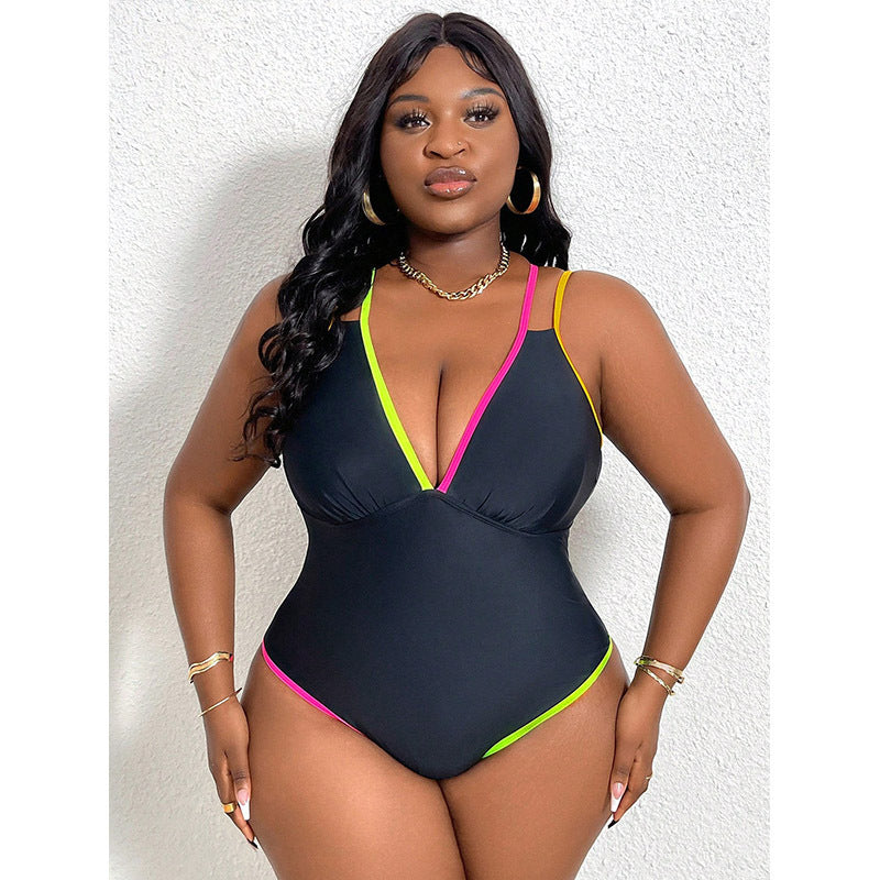 Maillot de bain une pièce élégant pour femmes avec des détails contrastés R&B