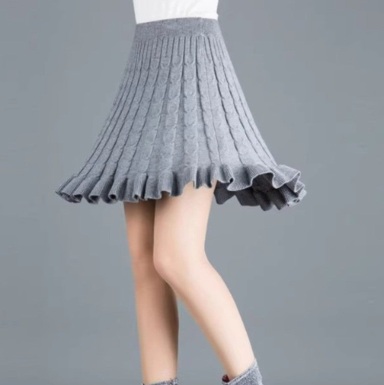 Jupe Midi à Motif Ondulé en Tricot pour