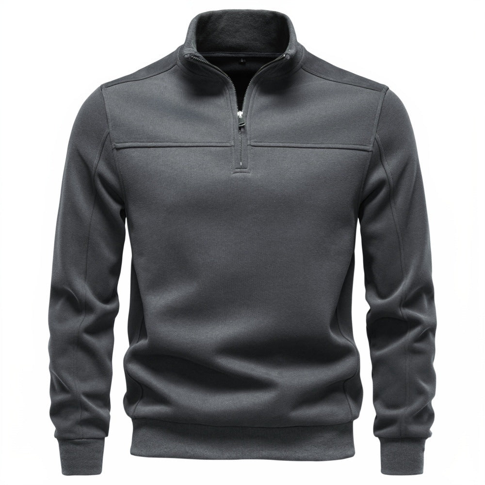 Sweat-shirt pour hommes à col montant avec demi-zip et doublure en Thermofleece Echoarchiv
