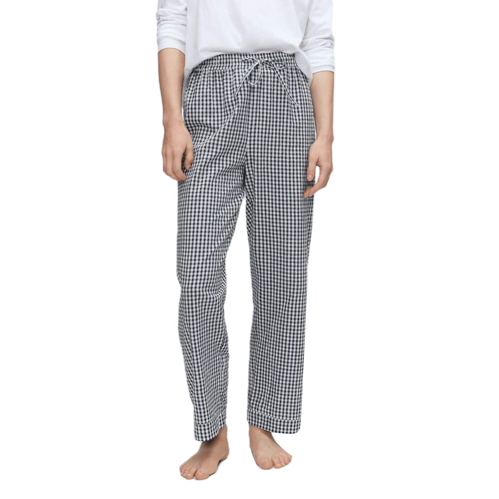 Pantalon carotte pour femmes au design à carreaux moderne Heidi-Mode