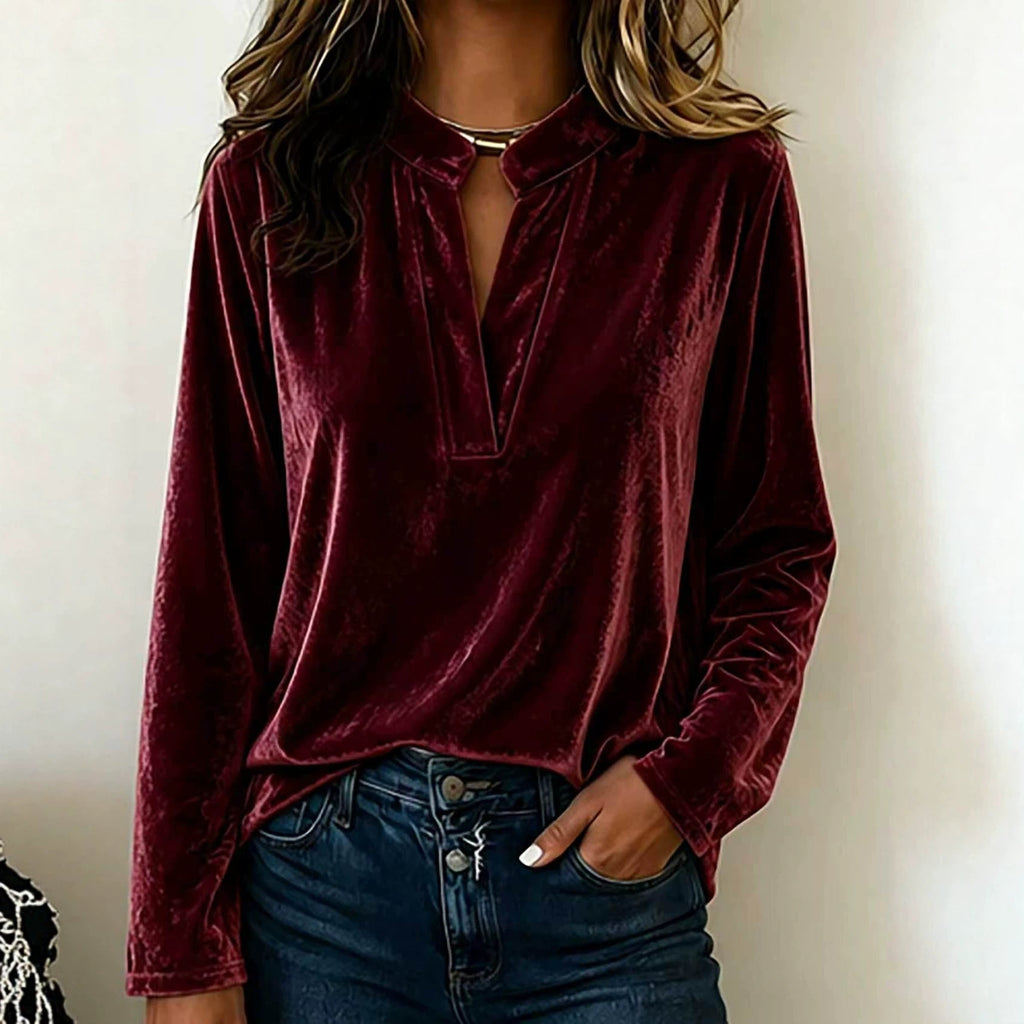 Blouse en Velours Élegante pour Femmes