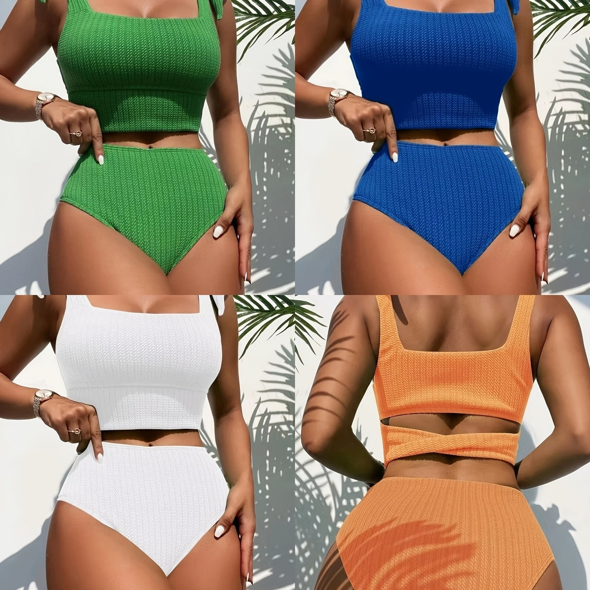 Ensemble de bikini taille haute pour femmes avec haut court décontracté et liens ludiques Echo Archiv