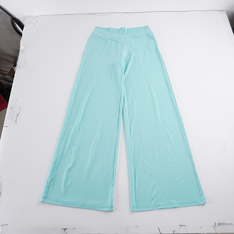 Pantalon Palazzo large pour femmes avec couture de taille en V et jersey stretch élastique Echo Archiv