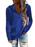 Hoodie à col montant en tricot côtelé pour femmes avec fermeture éclair mi-haute et tirette en anneau Echoarchiv