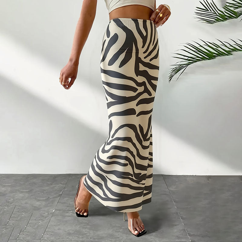 Jupe Maxi Femme avec motif zèbre créatif R&B
