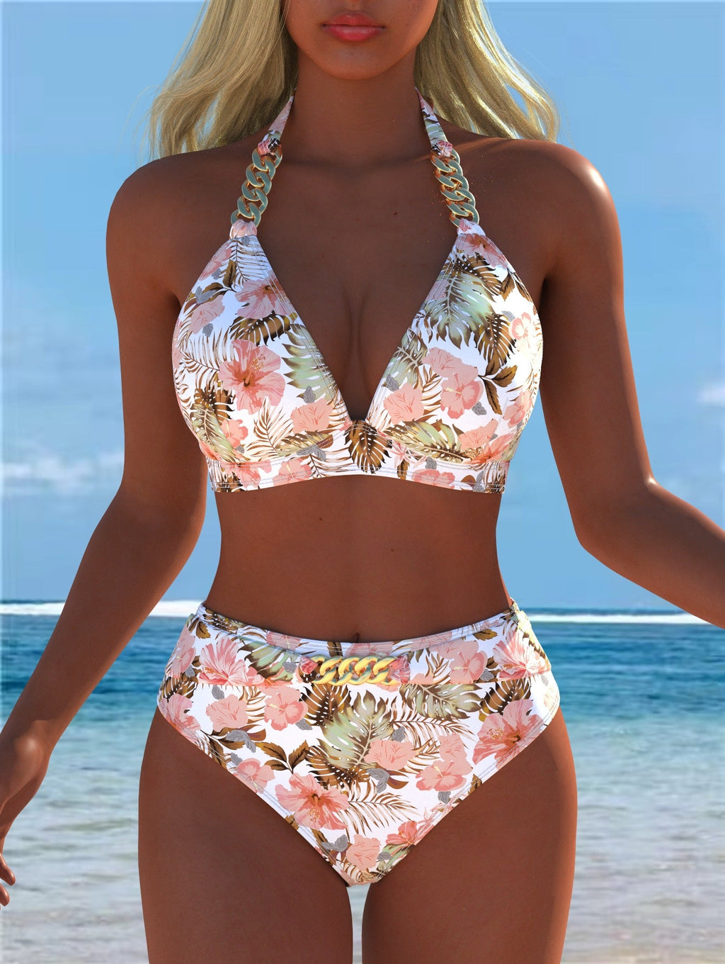 Bikini pour femmes avec motif marbré luxueux et détails raffinés R&B