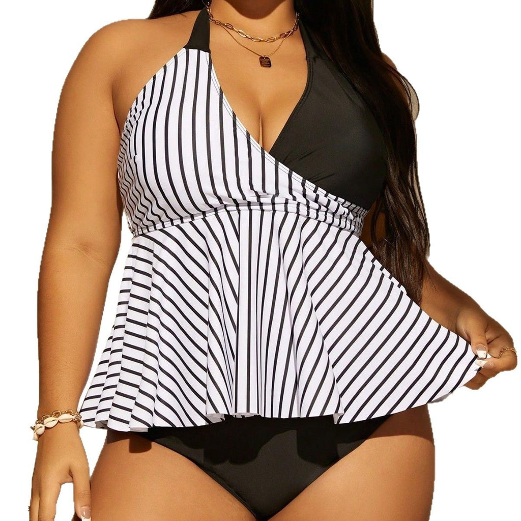 Tankini facile d'entretien pour femmes avec haut rayé Drune